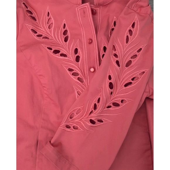 Bob Mackie Women's Coral Cotton‎ Blend Wearable Art Blazer Jacket Size 1X - Picture 4 of 5